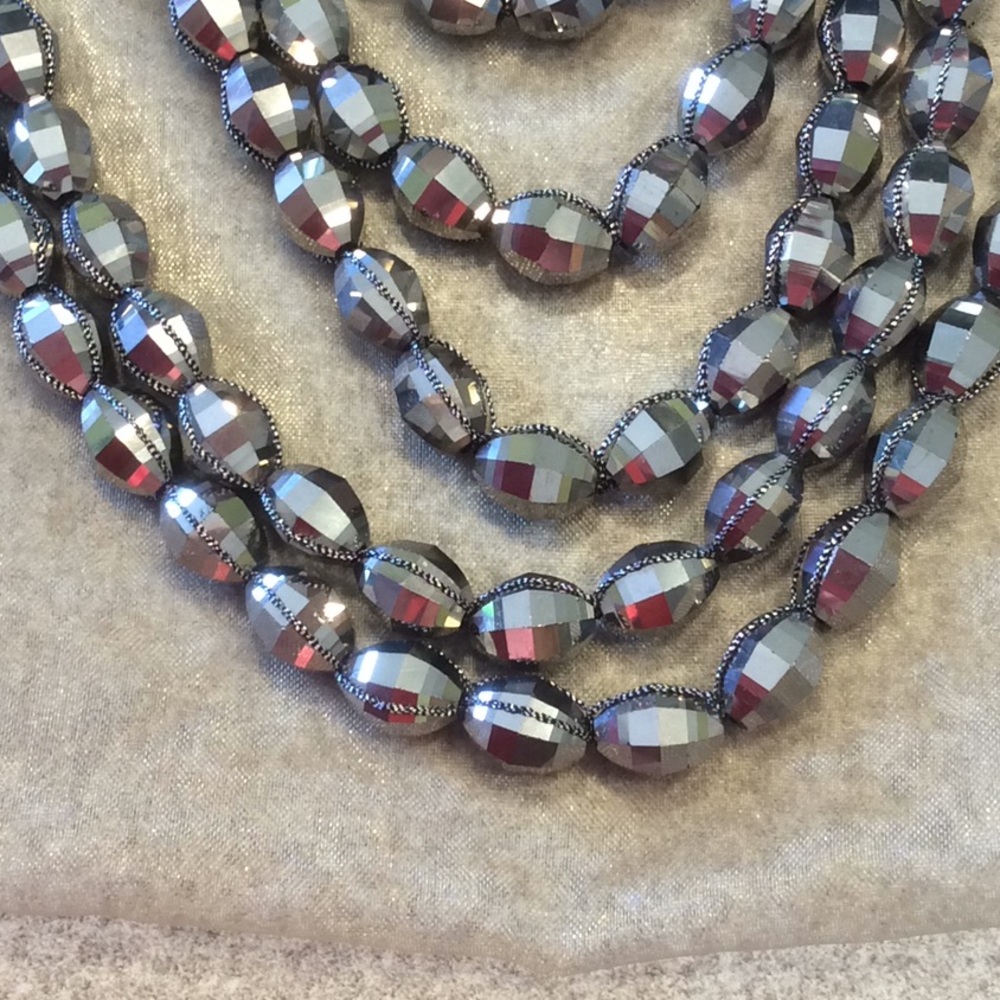 Chico’s Peyton Multi-Strand Silver/Grey Bead Stat… - image 2